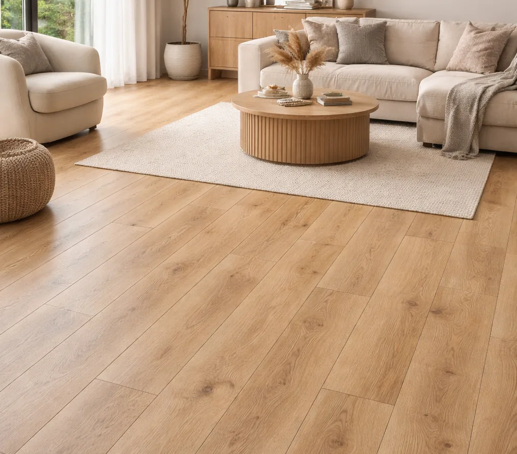 Legacy Prime EIR (embossed-in-register) SPC wood plank flooring installed in room